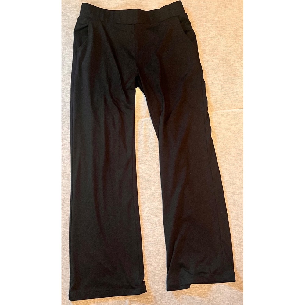 Bamans Womens Black Athletic Pants‎ XL Polyester Spandex Wide Leg Lounge
